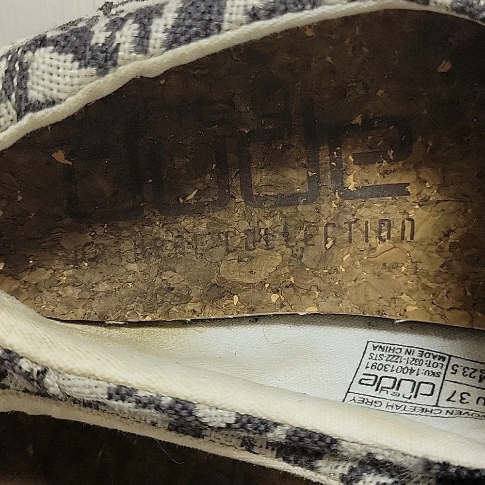 Hey Dude Woven Cheetah Grey Print fabric Slip-On Women's Shoes 6 coastal summer - Picture 7 of 8